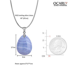 Load image into Gallery viewer, OCARLY 925 Blue Lace Agate Teardrop Pendant Necklace Healing Waterdrop Stone Crystal Chakra Protection Rock