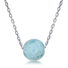 Load image into Gallery viewer, Sterling Silver 16" + 2" Natural Larimar 10mm Bead Necklace