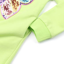 Load image into Gallery viewer, JESKIDS Hoodie Dress for Girls Sequin Butterfly Longs Sleeve Sweatshirts Outfits with Pockets Green 6-7 Years