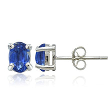 Load image into Gallery viewer, Sterling Silver Genuine Kyanite 6x4mm Oval Stud Earrings