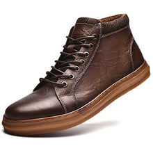 Load image into Gallery viewer, Arkbird Fashion Men's Leather Sneaker Boots Mid-Top Casual Oxford Walking Shoes for Men Khaki Man Size 12