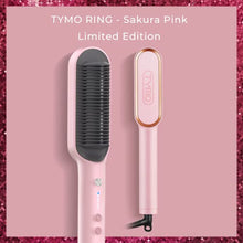 Load image into Gallery viewer, TYMO Ring Pink Hair Straightener Brush – Hair Straightening Iron with Built-in Comb, 20s Fast Heating & 5 Temp Settings & Anti-Scald, Perfect for Professional Salon at Home