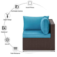 Load image into Gallery viewer, U-MAX 7 Pieces Outdoor Patio Furniture Set, All Weather Brown PE Rattan Wicker Sofa Set, Sectional Furniture Conversation Set with Cushions and Coffee Table for Porch Garden Poolside, Blue