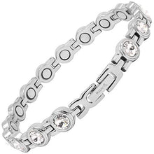 Load image into Gallery viewer, MagnetRX® Women’s Magnetic Therapy Bracelet - Arthritis & Carpal Tunnel Pain Relief Crystal Bracelets for Women - Adjustable Length with Sizing Tool (Silver)
