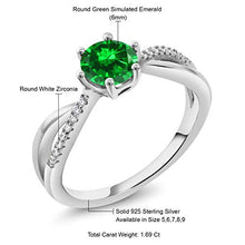 Load image into Gallery viewer, Gem Stone King 925 Sterling Silver Green Simulated Emerald Women's Engagement Ring (1.69 Ct Round Cut) (Size 6)
