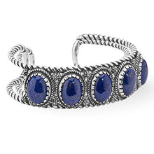 Load image into Gallery viewer, American West Sterling Silver Blue Lapis Gemstone 5-Stone Cuff Bracelet Size Medium