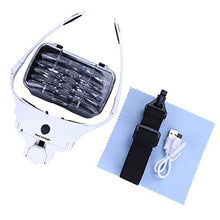 Load image into Gallery viewer, YOCTOSUN LED Head Magnifier, Rechargeable Hands Free Headband Magnifying Glass with 2 Led, Professional Jeweler's Loupe Light Bracket and Headband are Interchangeable