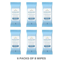 Load image into Gallery viewer, No Rinse Bathing Wipes (6-Pack) | 48 Microwavable Adult Wash Cloths with Aloe Vera and Vitamin E - Rinse Free Cleansing Body Bath Wipes - Latex, Lanolin, and Alcohol Free - 6 Packs of 8 Wipes