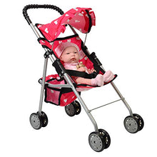Load image into Gallery viewer, The New York Doll Collection My First Doll Stroller with Basket & Heart Design Foldable Doll Stroller, Pink