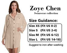 Load image into Gallery viewer, Women’s Swimsuit Cover up,Silky T Shirt Button Midi Dress Kimono,Summer Bathing Suit Beach Coverups for Women (CP-Aline) (Sky Blue, Medium)