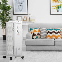 Load image into Gallery viewer, COSTWAY Oil Filled Radiator Heater, 1500W Portable Space Heater with 3 Heating Modes, Adjustable Thermostat, Tip-Over and Overheat Protection, Electric Oil Heaters for Indoor Use Home Office, White