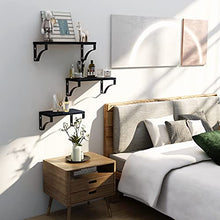 Load image into Gallery viewer, AMADA HOMEFURNISHING Floating Shelves Wall Mounted Set of 3, Rustic Wood Wall Shelves for Bedroom/Bathroom/Living Room/Kitchen/Laundry Room, Storage & Decoration, Black