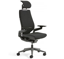 Load image into Gallery viewer, Steelcase Gesture Office Desk Chair with Headrest Plus Lumbar Support Cogent Connect Licorice Fabric Standard Black Frame
