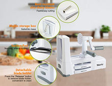 Load image into Gallery viewer, Vegetable Spiralizer Vegetable Slicer with 5 Blades, Zucchini Spaghetti Maker Zoodle Maker Veggie Pasta Maker, Strongest and Heaviest Duty Mandoline Slicer with Container, Lid, Brush
