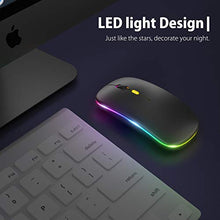 Load image into Gallery viewer, 【Upgrade】 LED Wireless Mouse, Rechargeable Slim Silent Mouse 2.4G Portable Mobile Optical Office Mouse with USB & Type-c Receiver, 3 Adjustable DPI for Notebook, PC, Laptop, Computer, Desktop (Black)