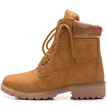 Load image into Gallery viewer, Padaleks Women's Round Toe Waterproof Ankle Bootie Lace Up Low Heel Work Motorcycle Combat Boots High Tops Booties