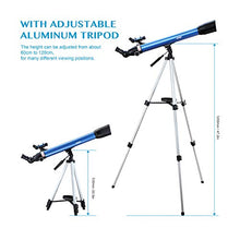 Load image into Gallery viewer, Aomekie Telescope for Adults Astronomy Beginners 700mm Focal Length 234X Magnification Travel Scope Refractor Telescopes with Adjustable Tripod 10X Phone Adapter Erect Finderscope and Carrying Bag