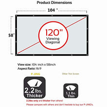 Load image into Gallery viewer, Projector Screen 120 inch, P-JING Projection Movies Screen 16:9 HD Foldable Anti-Crease Portable for Home Theater Outdoor Indoor Support Double Sided