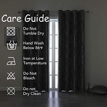 Load image into Gallery viewer, SMILE WEAVER Grey Blackout Curtains for Living Room Silver Wave Line with Star Print Blocking Room Darkening Thermal Insulated Window Drapes for Bedroom/Sliding Glass Door 2 Panels Gray/52Wx84L
