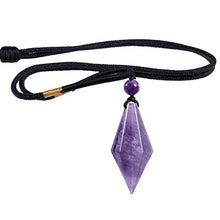 Load image into Gallery viewer, SUNYIK Healing Crystal Points Stone Pendant Necklace for Women and Men, Reiki Stone Pendant Pendulum for Dowsing Divination Meditation Balancing Adjustable 18”-26”, Amethyst