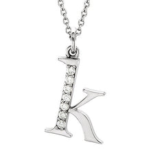 Load image into Gallery viewer, Dazzlingrock Collection 0.05 Carat (ctw) 14K Diamond Lowercase Letter 'k' Initial Pendant, White Gold