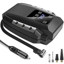 Load image into Gallery viewer, sanyi Portable Air Compressor air Pump DC 12V Portable Tire Inflator for Car Tires, Bicycles and Other Inflatables with 3 Nozzles and Storage Bag (Silver)