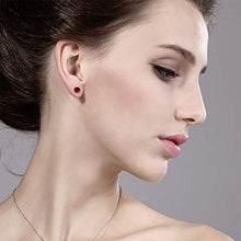 Load image into Gallery viewer, Gem Stone King 14K White Gold Red Created Ruby Stud Earrings For Women 2.00 Ct Round 6MM