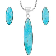 Load image into Gallery viewer, Sterling Silver and Genuine Turquoise Necklace & Earrings Matching Set (Ovals)