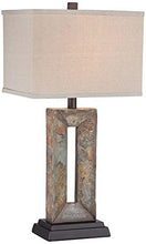 Load image into Gallery viewer, Tahoe Rustic Table Lamp Natural Stale Rectangular Box Shade for Living Room Family Bedroom Bedside Nightstand Office - Franklin Iron Works