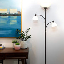 Load image into Gallery viewer, Brightech Sky Dome Double – High Brightness Torchiere Floor Lamp with 2 Reading Lights for Living Rooms, Bedrooms – Replace Halogen Standing Lamps with Efficient LED Office Lighting - Tall Black Pole