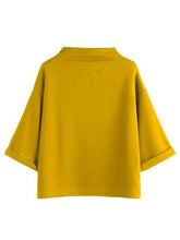 Load image into Gallery viewer, SweatyRocks Women's 3/4 Sleeve Mock Neck Basic Loose T-Shirt Elegant Top Yellow Medium