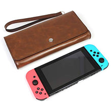 Load image into Gallery viewer, PCTC Classic Style Design Leather & PU Easy Carrying Case Soft Carry Bag Compatible for Nintendo Switch Protective Cover,1x Mini Leather Hand Strap (Brown)