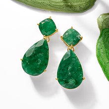 Load image into Gallery viewer, Ross-Simons 19.20 ct. t.w. Emerald Drop Earrings in 18kt Gold Over Sterling