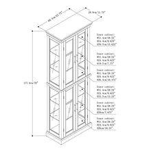 Load image into Gallery viewer, GOOD & GRACIOUS 4 Door Curio Cabinet with Lights, Tempered Glass Adjustable Shelves, and Mirrored Back, Walnut