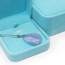 Load image into Gallery viewer, OCARLY 925 Blue Lace Agate Teardrop Pendant Necklace Healing Waterdrop Stone Crystal Chakra Protection Rock