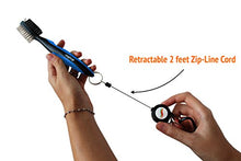 Load image into Gallery viewer, Voplop Golf Brush and Club Groove Cleaner - Easily Attaches to Golf Bag - Deep Clean Iron Grooves - Cleaning Club Face - Bag Clip & Retractable Extension Cord (Blue)