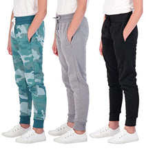 Load image into Gallery viewer, 3 Pack:Girls Fleece Joggers Soft Athletic Track Warmup Casual Sweatpants Clothes Little Sports Pajama Kids Clothing Youth Children Sweats Big Teen Running Elastic Pants Basketball-Set 5, L (14)
