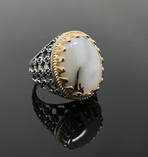 Load image into Gallery viewer, KAR Rare Find 925K Sterling Silver Yemeni Agate(Aqeeq) Men's Ring P5D (10)