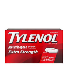 Load image into Gallery viewer, Tylenol Extra Strength Caplets with 500 mg Acetaminophen Pain Reliever Fever Reducer, 100 Count