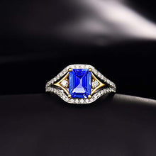Load image into Gallery viewer, Beyond jewelry AAAA+ Genuine Tanzanite Engagement Wedding Ring with Diamonds in 14K White Gold Women's Band Gifts for Woman