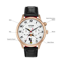 Load image into Gallery viewer, Citizen Eco-Drive Disney Quartz Mens Watch, Stainless Steel with Leather strap, Mickey Mouse, Black (Model: AP1053-15W)
