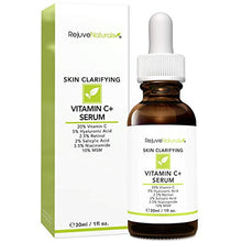 Load image into Gallery viewer, Vitamin C Serum Plus 5% Hyaluronic Acid, 2.5% Retinol, 2% Salicylic Acid, 3.5% Niacinamide, 10% MSM, 20% Vitamin C - Anti Aging Anti Wrinkle Skin Clearing Serum Organic Skin Care for Face and Eyes 1oz