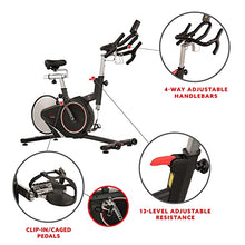 Load image into Gallery viewer, Sunny Health & Fitness Magnetic Rear Belt Drive Indoor Cycling Bike with RPM Cadence Sensor - SF-B1709, Black
