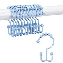 Load image into Gallery viewer, Titanker Shower Curtain Hooks Rings, Durable Metal Double Glide Shower Hooks for Bathroom Shower Rods Curtains, Set of 12 Hooks - Blue
