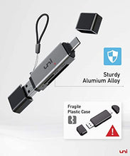 Load image into Gallery viewer, SD Card Reader, uni USB C Memory Card Reader Adapter USB 3.0, Supports SD/Micro SD/SDHC/SDXC/MMC, Compatible for MacBook Pro, MacBook Air, iPad Pro 2018, Galaxy S20, Huawei Mate 30, and More