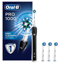 Load image into Gallery viewer, Oral-B 1000 CrossAction Electric Toothbrush, Black, Powered by Braun and Sensitive Gum Care Electric Toothbrush Replacement Brush Heads Refill, 3 Count