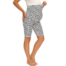 Load image into Gallery viewer, MAZUSPORTS Women's Maternity Yoga Shorts Over The Belly Active Comfy Biker Workout Running Athletic Shorts Side Pockets Leopard, Small