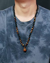 Load image into Gallery viewer, Jewever Lava Rock with Tiger Eye Pendant Long Necklace for Women Men Healing Crystals Essential Oils Diffuser Natural Stone Reiki Energy Balancing