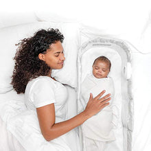 Load image into Gallery viewer, Baby Delight Snuggle Nest Harmony Infant Sleeper | Silver Clouds Fabric Pattern | Portable Sleeper with Sound & Light Unit | Waterproof Foam Mattress w/ Sheet