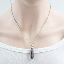 Load image into Gallery viewer, Natural Amethyst Gemstone Pendant Necklace Healing Crystal Reiki Chakra Gem Stones 18 Inch (1pc) Women Girls Men Gifts GGP-C4